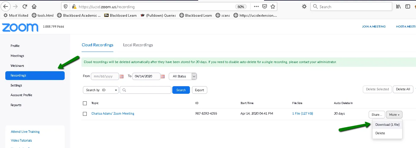  So laden Sie die Zoom-Aufnahme herunter und löschen sie